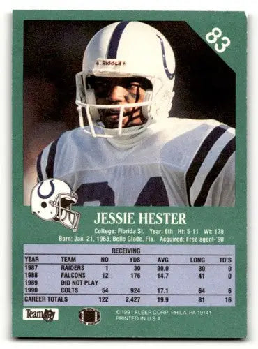 1991 Fleer #83 Jessie Hester Indianapolis Colts Football Cards NM Ne ID:60489 - Football Card Single