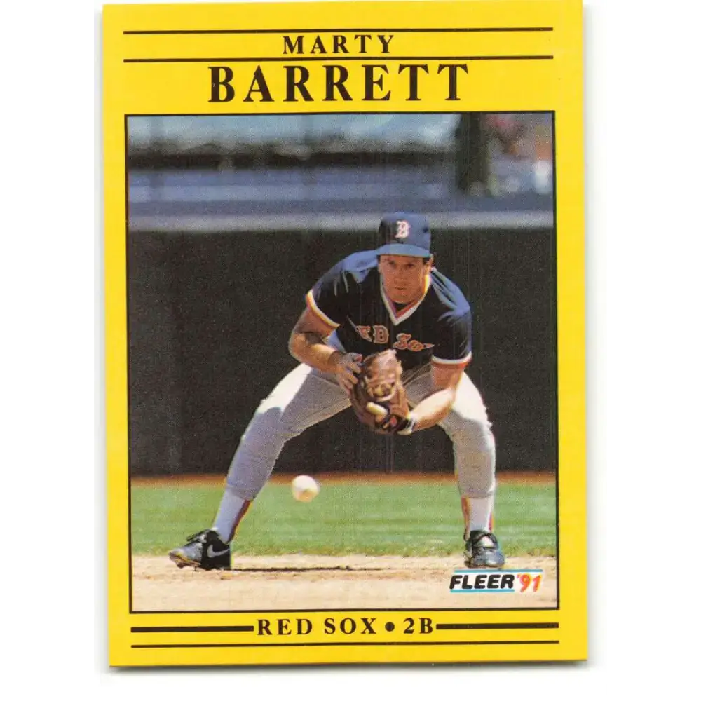 1991 Fleer #84 Marty Barrett NM-MT Boston Red Sox Baseball Card - Baseball Card Single