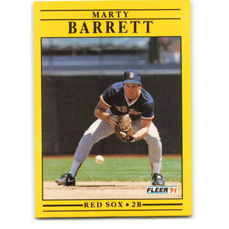 1991 Fleer #84 Marty Barrett NM-MT Boston Red Sox Baseball Card - Baseball Card Single