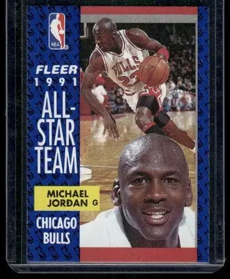 1991 Fleer All-Star Team Michael Jordan basketball card featuring Michael Jordan and team Michael