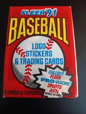 1991 Fleer Baseball - Sealed Wax Pack. 14 baseball cards. 1 sticker. MLB. VG-EX
