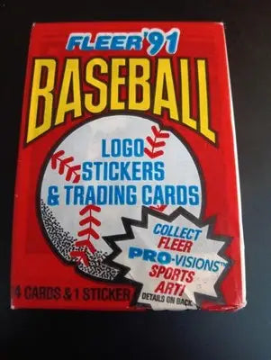 1991 Fleer Baseball - Sealed Wax Pack. 14 baseball cards. 1 sticker. MLB. VG-EX