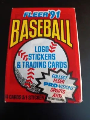 1991 Fleer Baseball - Sealed Wax Pack. 14 baseball cards. 1 sticker. MLB. VG-EX