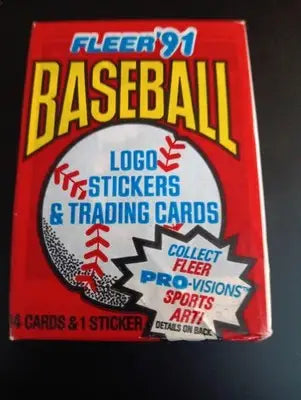 1991 Fleer Baseball - Sealed Wax Pack. 14 baseball cards. 1 sticker. MLB. VG-EX