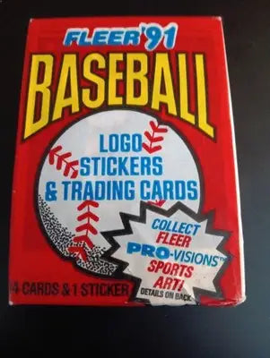 1991 Fleer Baseball - Sealed Wax Pack. 14 baseball cards. 1 sticker. MLB. VG-EX