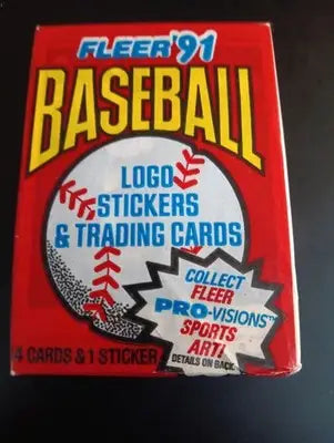 1991 Fleer Baseball - Sealed Wax Pack. 14 baseball cards. 1 sticker. MLB. VG-EX
