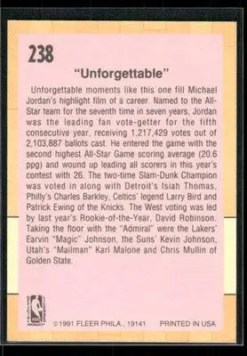 1991 Fleer Michael Jordan #238 Basketball