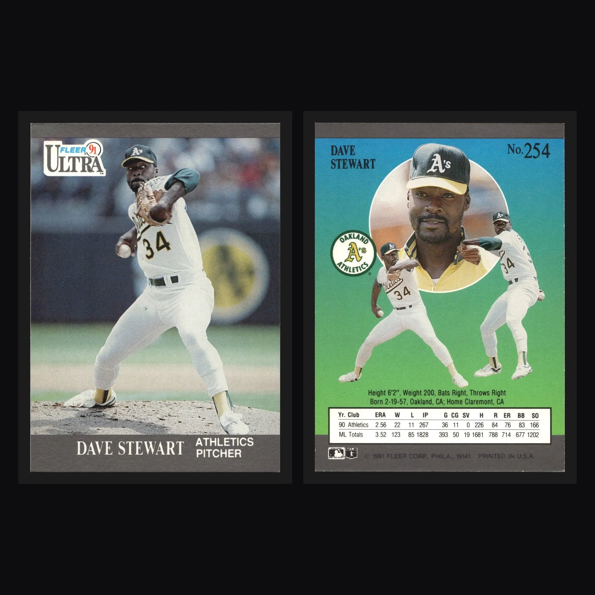 1991 Fleer Ultra #254 Dave Stewart Oakland Athletics - Baseball Card Single