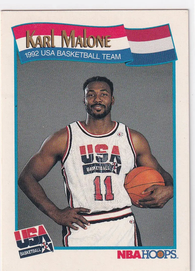 1991 HOOPS #580 KARL MALONE USA- UTAH JAZZ - Basketball Card Single
