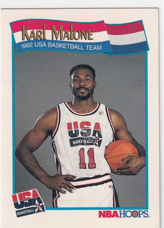 1991 HOOPS #580 KARL MALONE USA- UTAH JAZZ - Basketball Card Single