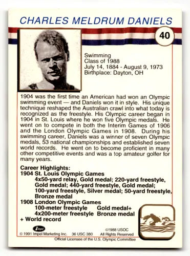 1991 Impel US Olympic Hall of Fame #40A Charles Daniels EX/NM VAR: Head ID:56150 - Sports Memorabilia