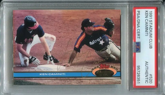 1991 Ken Caminiti #520 Topps Stadium Club Signed Houston Astros Auto PSA DNA - Baseball Card Single