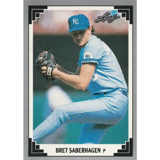 1991 Leaf #118 Bret Saberhagen NM-MT Kansas City Royals Baseball Card - Baseball Card Single