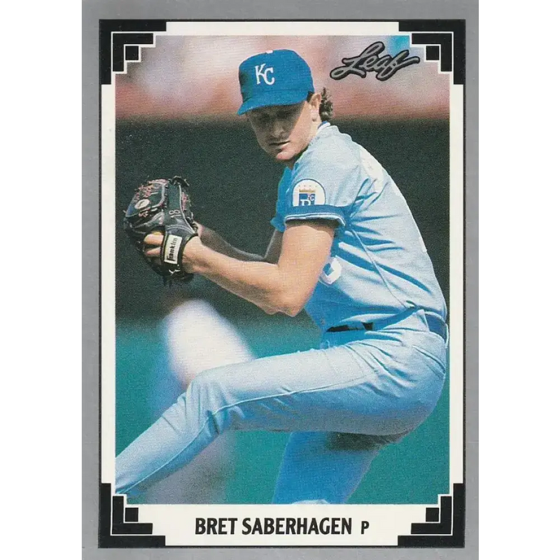 1991 Leaf #118 Bret Saberhagen NM-MT Kansas City Royals Baseball Card - Baseball Card Single