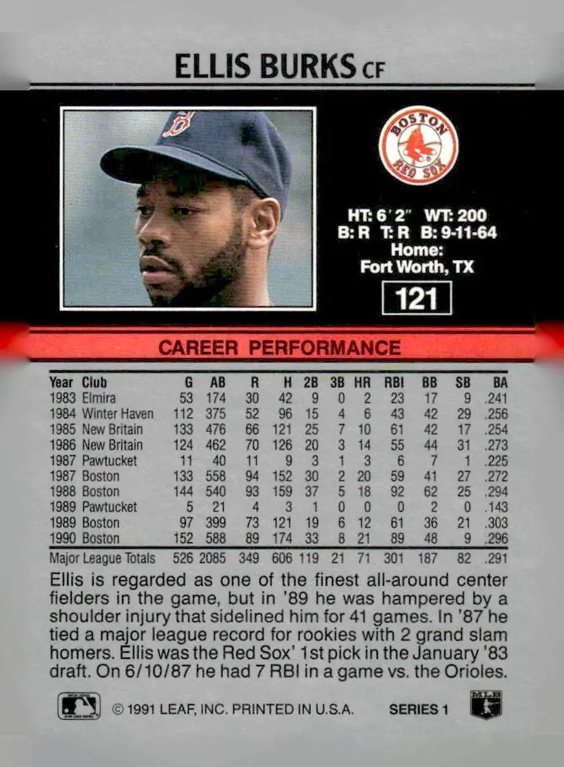 1991 Leaf #121 Ellis Burks - Baseball Card Single