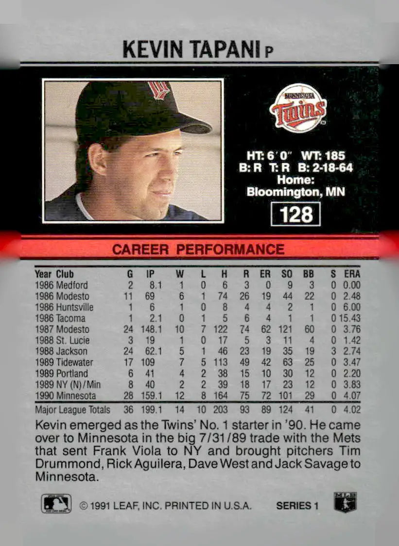 1991 Leaf #128 Kevin Tapani - Baseball Card Single