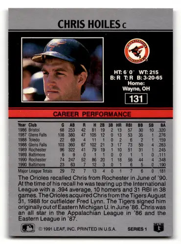 1991 Leaf #131 Chris Hoiles NM Near Mint Orioles ID:55920 - Baseball Card Single