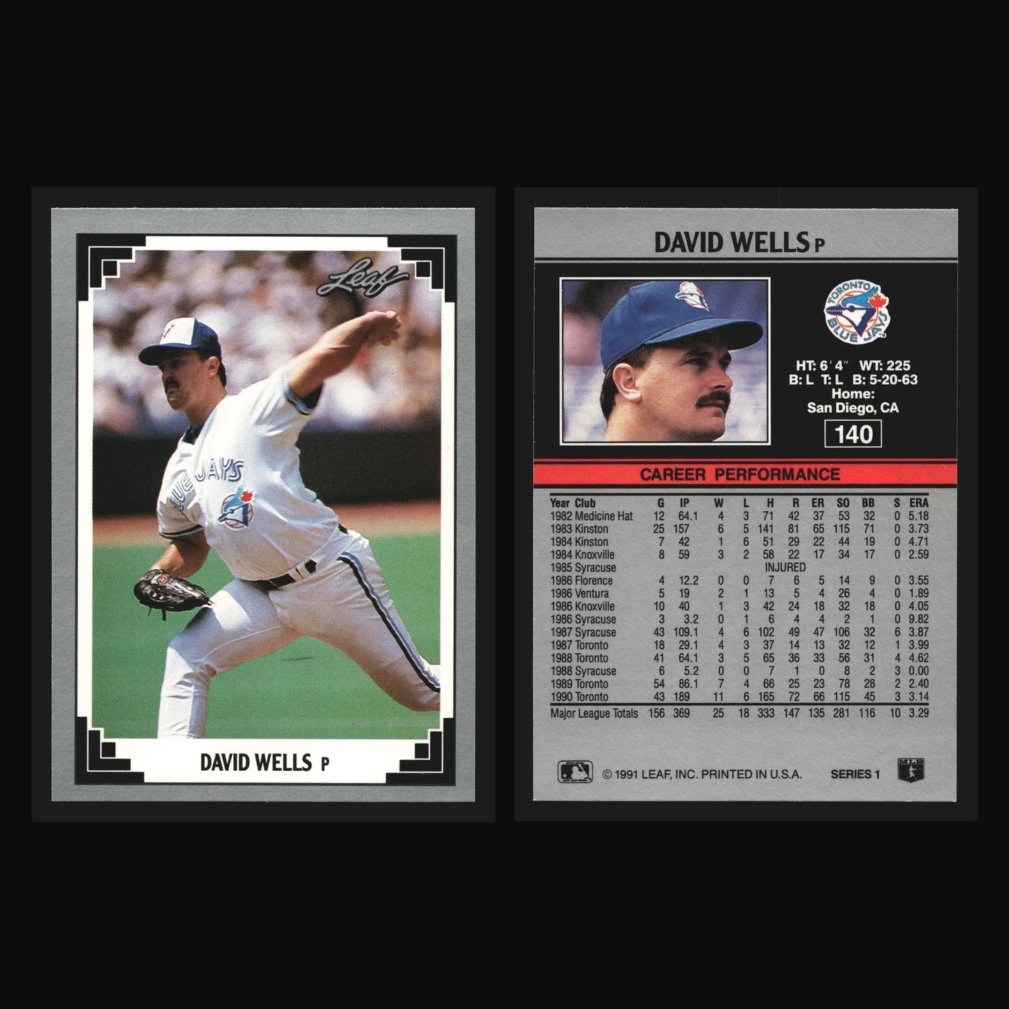 1991 Leaf #140 David Wells Toronto Blue Jays