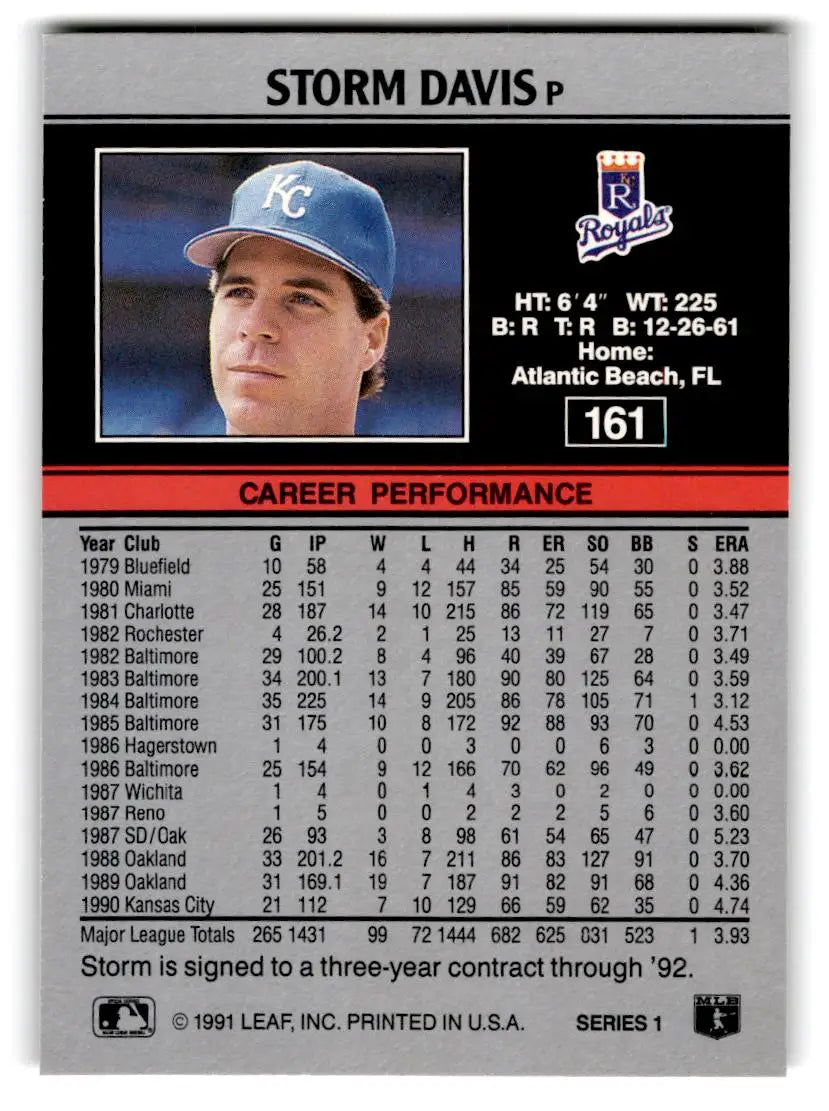 1991 Leaf #161 Storm Davis - Baseball Card Single
