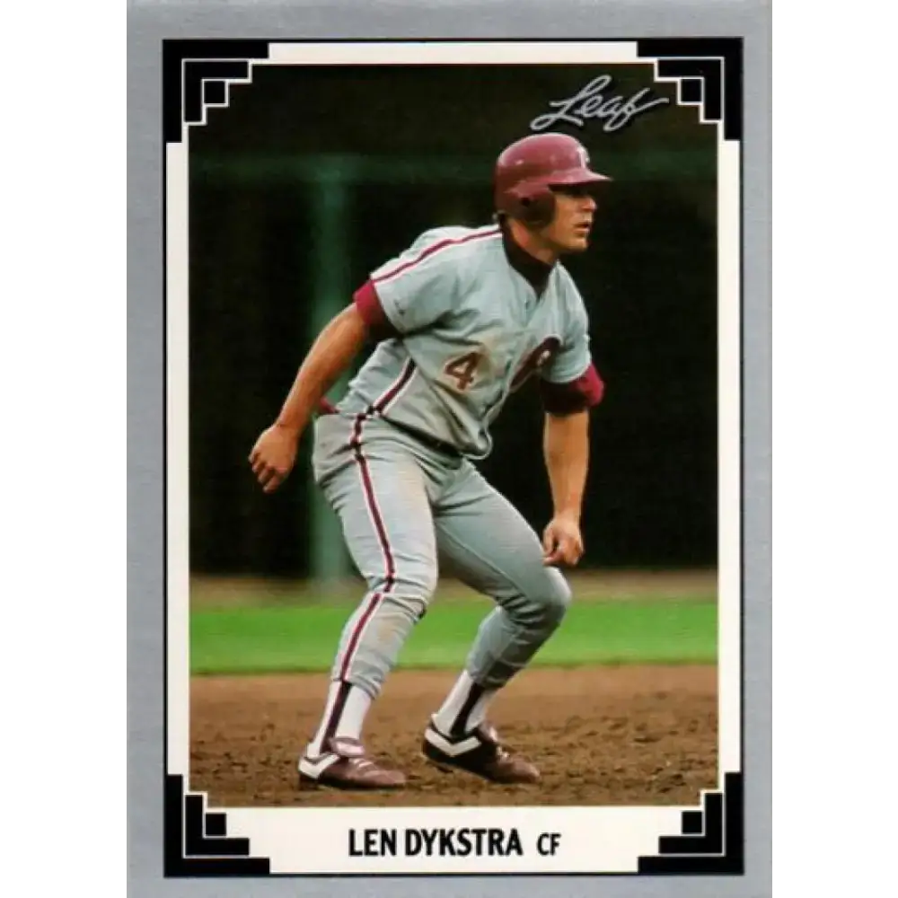 1991 Leaf #163 Lenny Dykstra NM-MT Philadelphia Phillies Baseball Card - Baseball Card Single