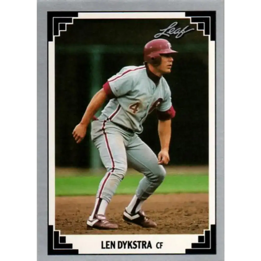 1991 Leaf #163 Lenny Dykstra NM-MT Philadelphia Phillies Baseball Card - Baseball Card Single