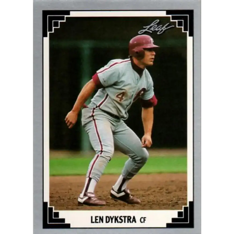 1991 Leaf #163 Lenny Dykstra NM-MT Philadelphia Phillies Baseball Card - Baseball Card Single