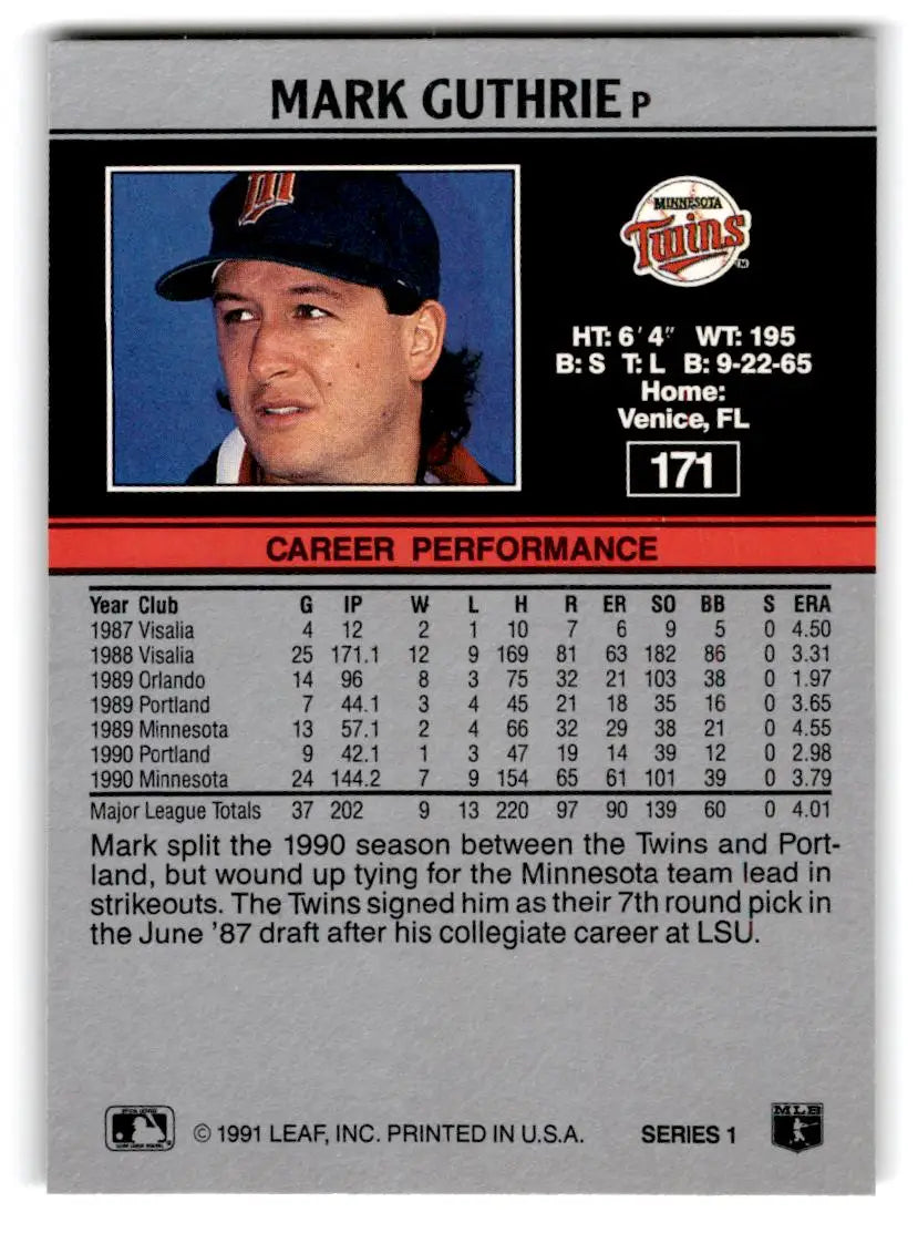1991 Leaf #171 Mark Guthrie - Baseball Card Single
