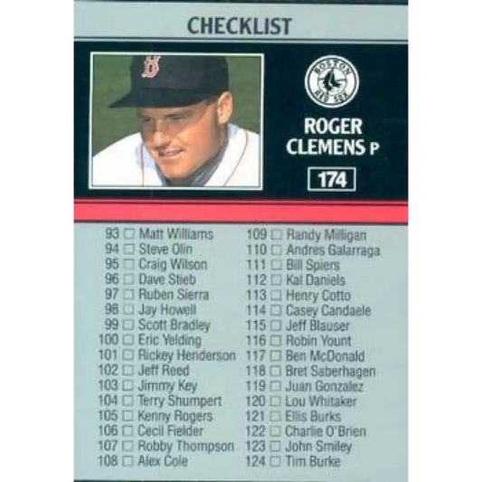 1991 Leaf #174 Roger Clemens NM-MT Boston Red Sox Baseball Card - Baseball Card Single