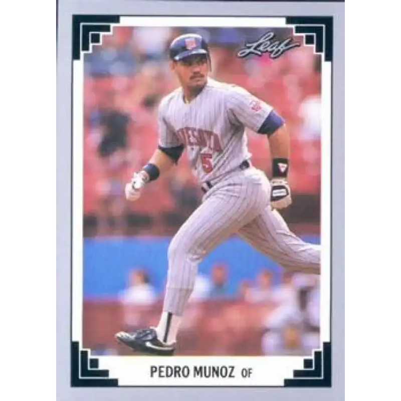 1991 Leaf #186 Pedro Munoz NM-MT RC Rookie Minnesota Twins Baseball Card - Baseball Card Single