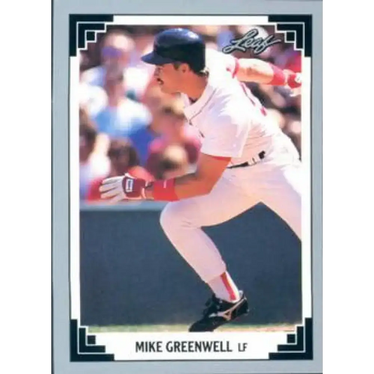 1991 Leaf #19 Mike Greenwell NM-MT Boston Red Sox Baseball Card - Baseball Card Single