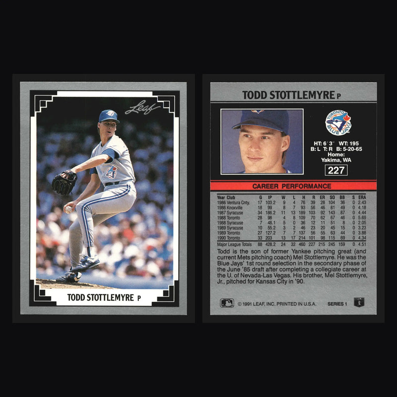 1991 Leaf #227 Todd Stottlemyre Toronto Blue Jays