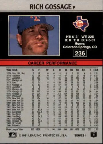 1991 Leaf #236 Rich Gossage NM-MT Rangers - Baseball Card Single