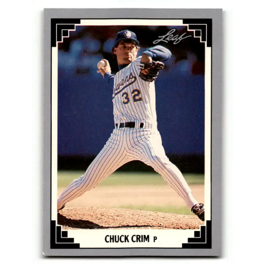 1991 Leaf #28 Chuck Crim NM-MT Milwaukee Brewers Baseball Card - Baseball Card Single