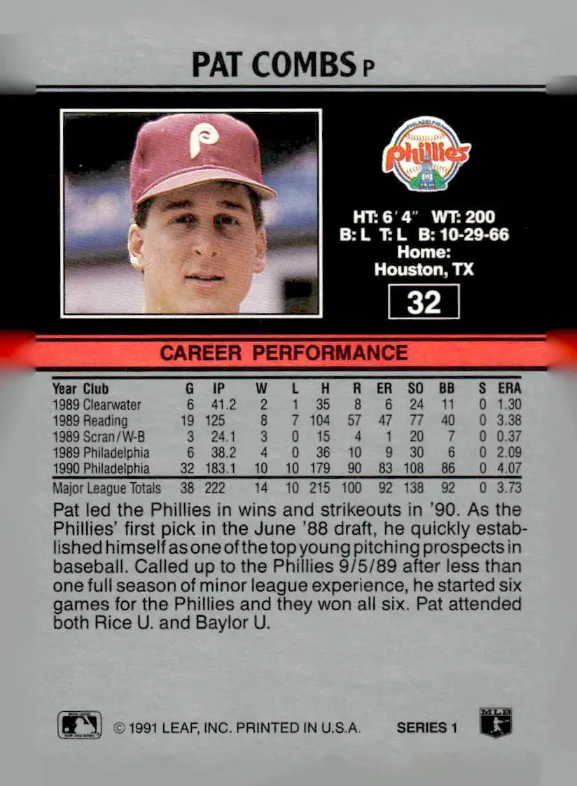 1991 Leaf #32 Pat Combs - Baseball Card Single