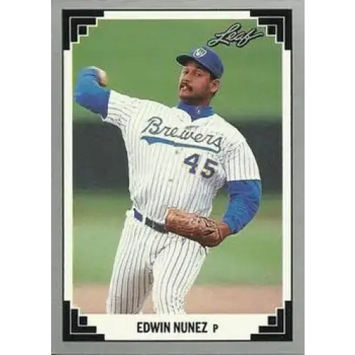 1991 Leaf #352 Edwin Nunez NM-MT Milwaukee Brewers Baseball Card - Baseball Card Single