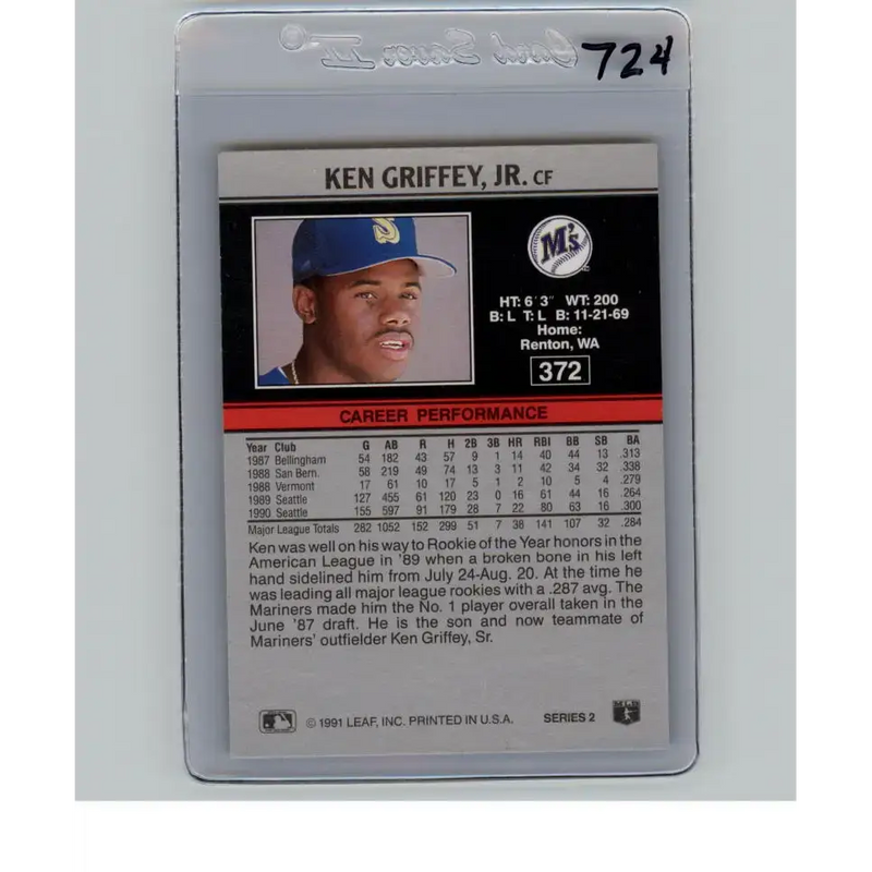 1991 Leaf #372 Ken Griffey Jr. NM-MT Seattle Mariners Baseball Card - Baseball Card Single