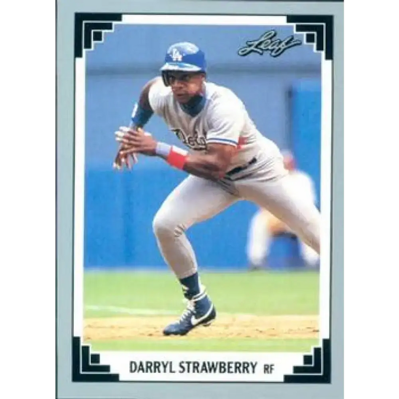 1991 Leaf #377 Darryl Strawberry NM-MT Los Angeles Dodgers Baseball Card - Baseball Card Single