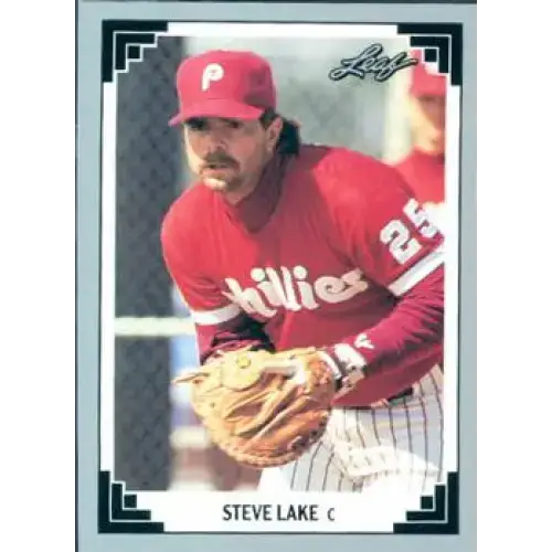 1991 Leaf #385 Steve Lake NM-MT Philadelphia Phillies Baseball Card - Baseball Card Single