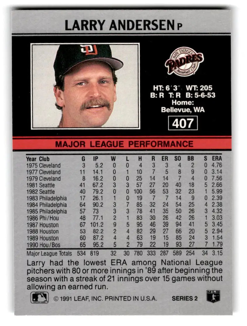 1991 Leaf #407 Larry Andersen - Baseball Card Single