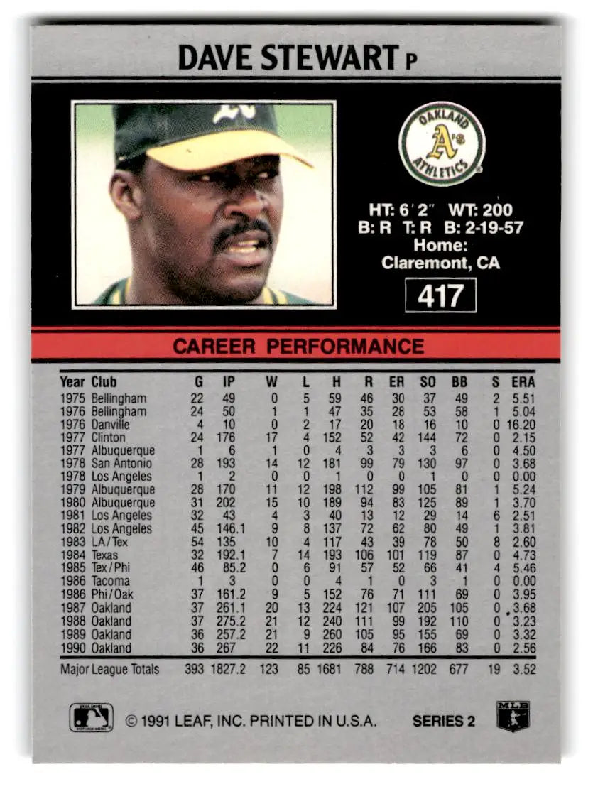 1991 Leaf #417 Dave Stewart - Baseball Card Single
