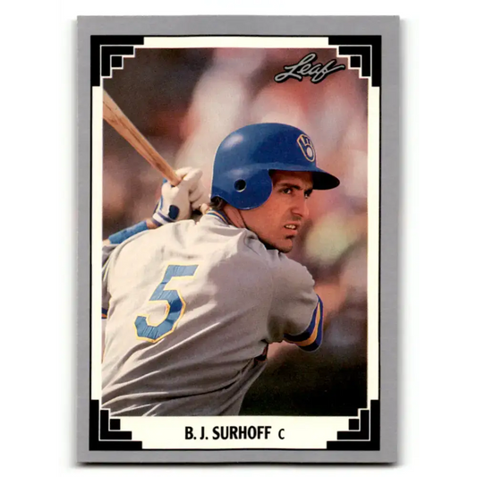 1991 Leaf #42 B.J. Surhoff NM-MT Milwaukee Brewers Baseball Card - Baseball Card Single