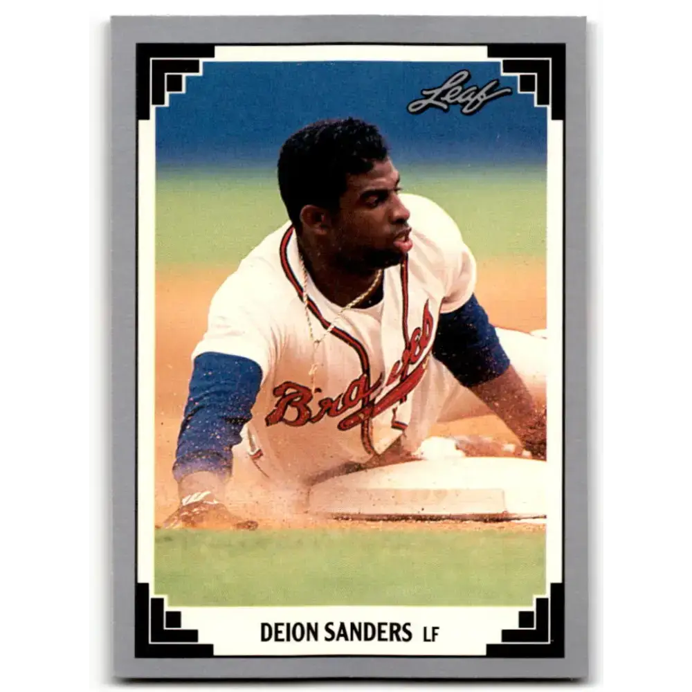 1991 Leaf #436 Deion Sanders NM-MT Atlanta Braves Baseball Card - Baseball Card Single