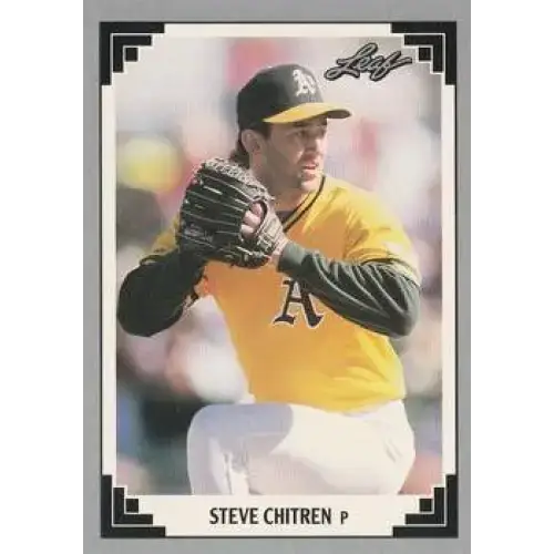 1991 Leaf #486 Steve Chitren NM-MT RC Rookie Oakland Athletics Baseball Card - Baseball Card Single
