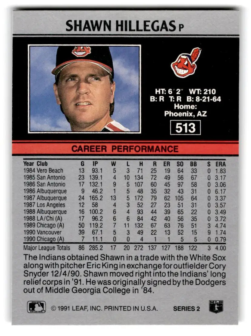 1991 Leaf #513 Shawn Hillegas - Baseball Card Single