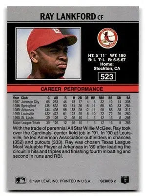 1991 Leaf #523 Ray Lankford - Baseball Card Single