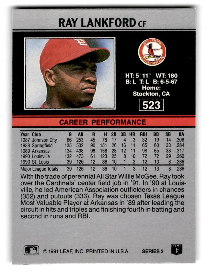 1991 Leaf #523 Ray Lankford - Baseball Card Single