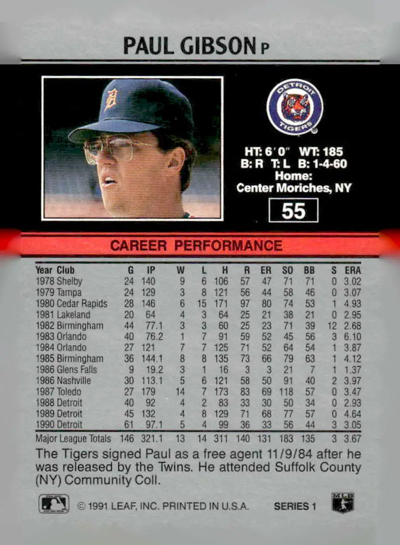 1991 Leaf #55 Paul Gibson - Baseball Card Single