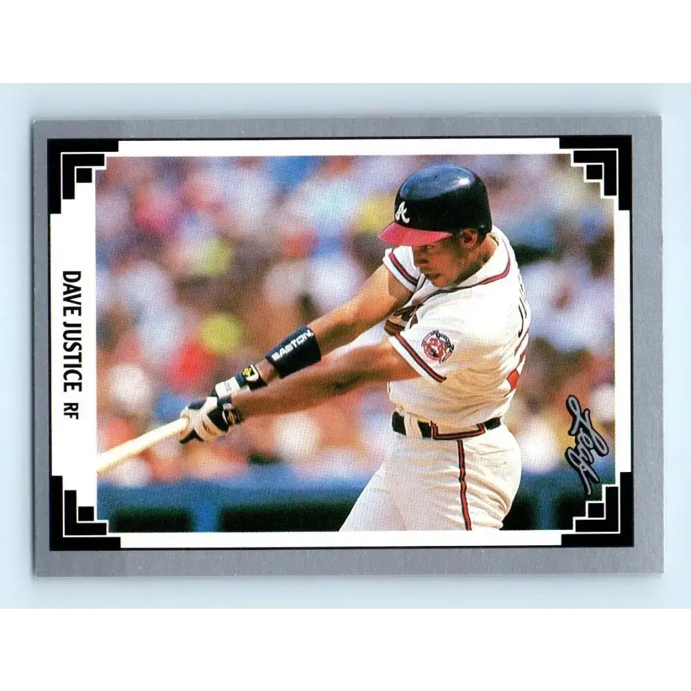 1991 Leaf #77 David Justice NM-MT Atlanta Braves Baseball Card - Baseball Card Single