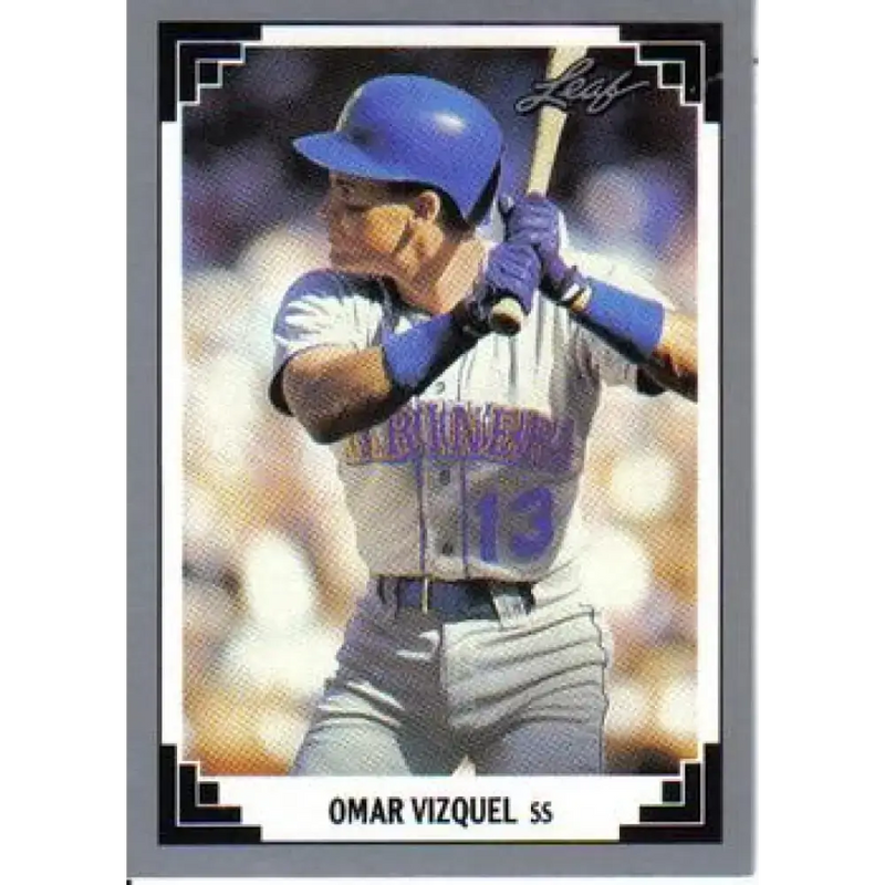 1991 Leaf #91 Omar Vizquel NM-MT Seattle Mariners Baseball Card - Baseball Card Single