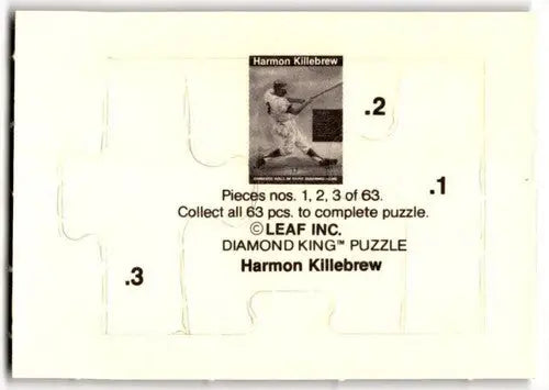 Harmon Killebrew Leaf Puzzle pieces from the 1991 Leaf Puzzle #1-3 with original gloss